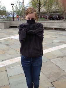 This is me, freezing at the Peoria Court House for HATCH